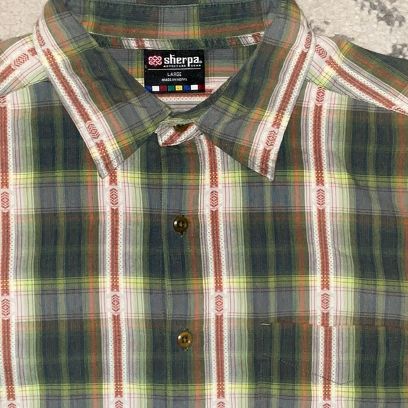 Sherpa Adventure Gear Men’s SETI casual plaid button up, short sleeve shirt. L - Picture 8 of 13